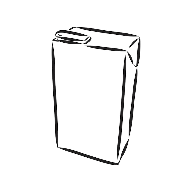 Milk container or box packaging. vector hand drawn sketch illustration