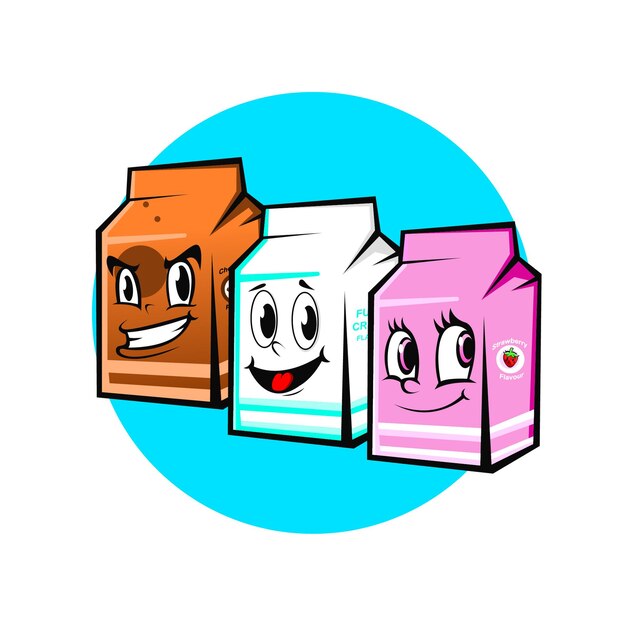 Milk Cute cartoon Vector Illustration