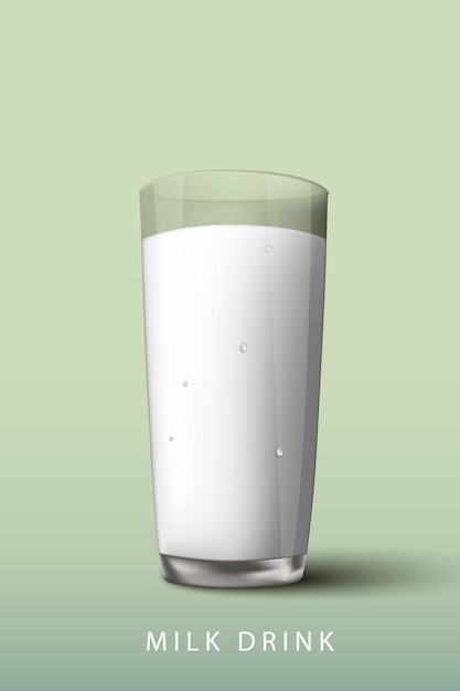 Milk drink a glass on a green background. 