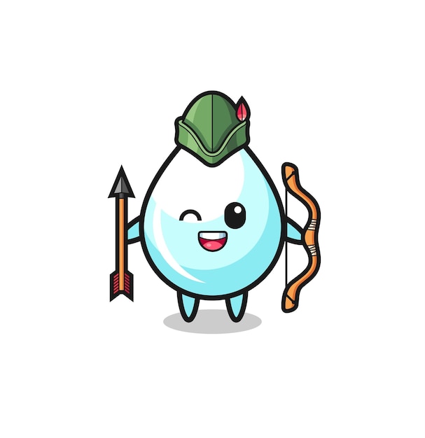 Milk drop cartoon as medieval archer mascot