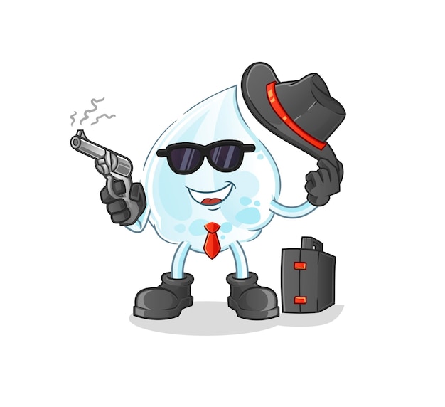 Milk drop mafia with gun character. cartoon mascot vector