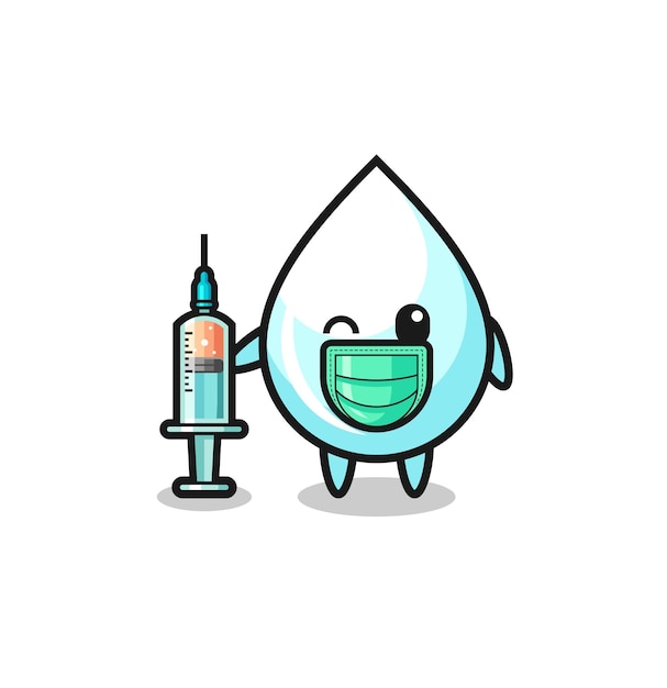 Milk drop mascot as vaccinator cute design