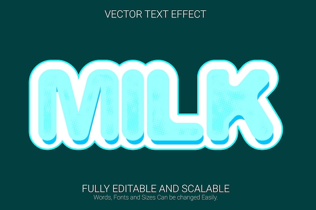 milk editable text effect, blue color text style