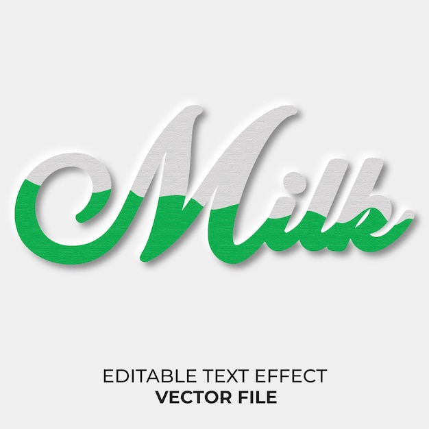 Milk editable text effect template Premium Vector