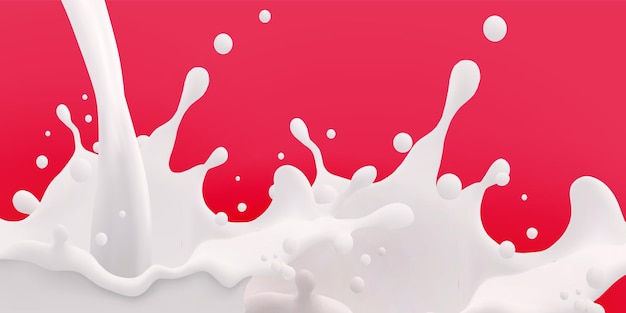 Milk jet background milky splash vector realistic liquid white splash on isolated background 3d