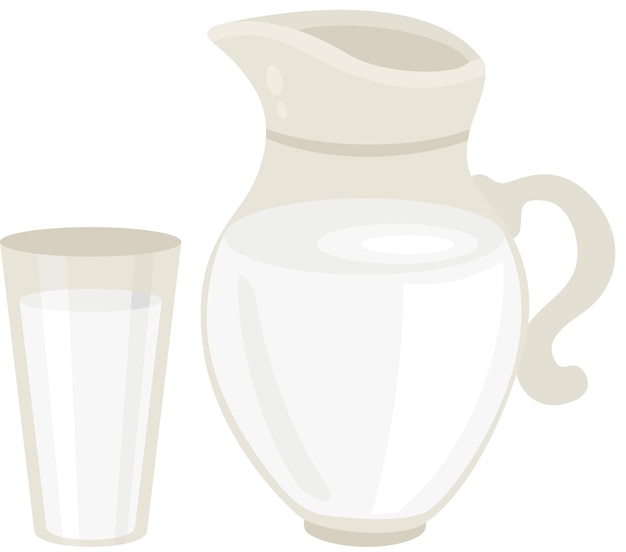 Vector milk jug and glass of milkcdr