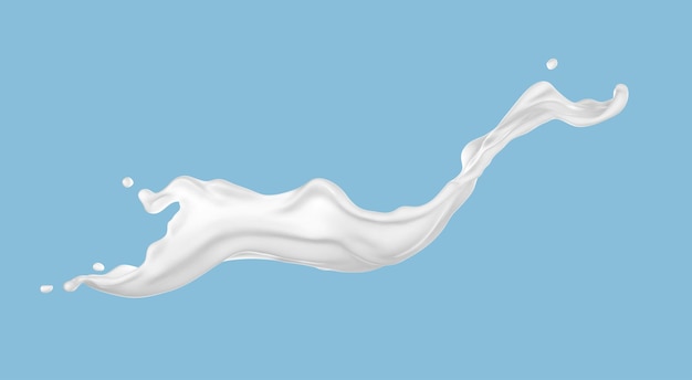 Milk splash isolated on blue background Realistic vector illustration