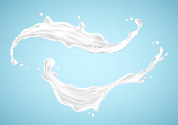 Milk splashes isolated on blue background. Vector illustration