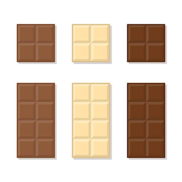 Milk, White And Dark Chocolate Bar Flat