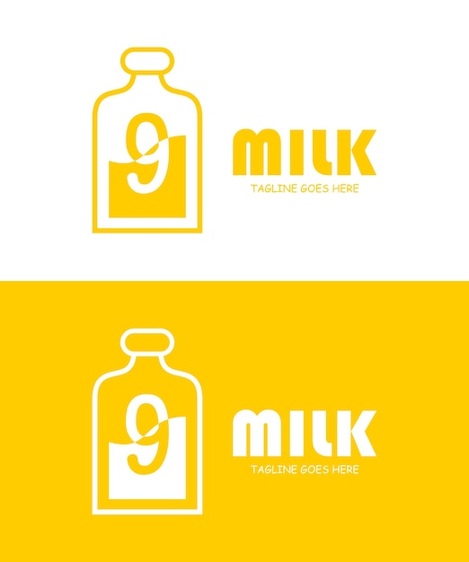 Milk with Letter 9 Logo Design