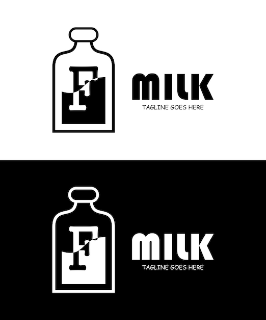 Milk with Letter F Logo Design