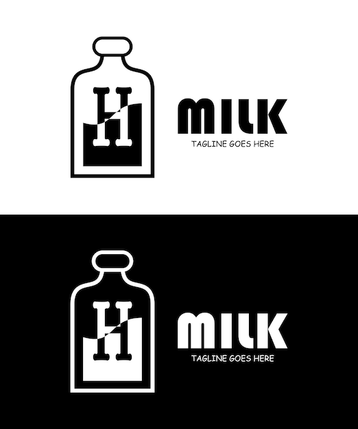 Milk with Letter H Logo Design