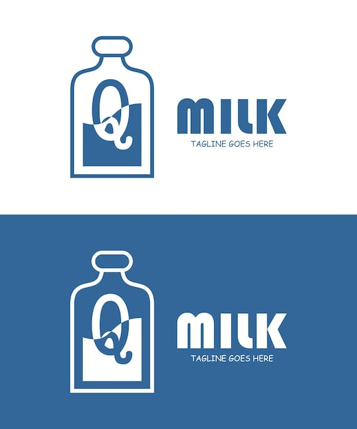 Milk with Letter Q Logo Design