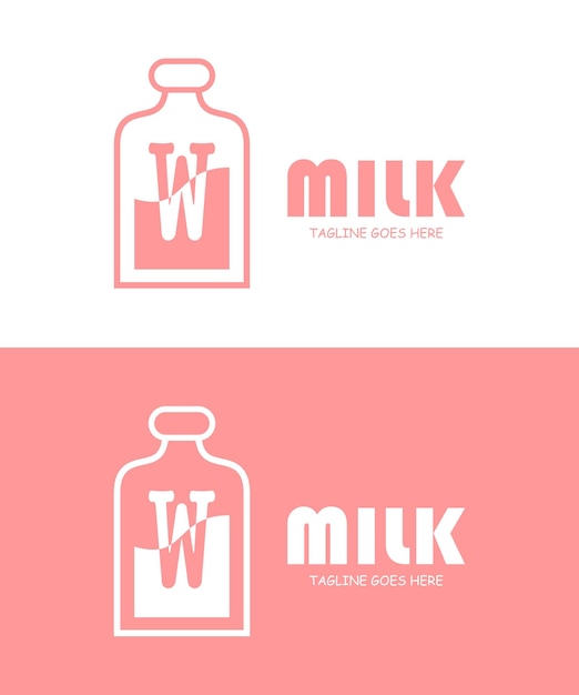 Milk with Letter W Logo Design