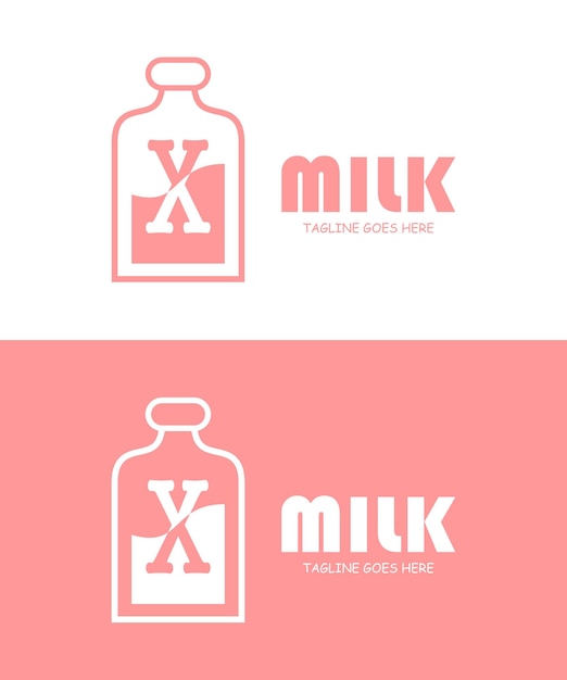 Milk with Letter X Logo Design