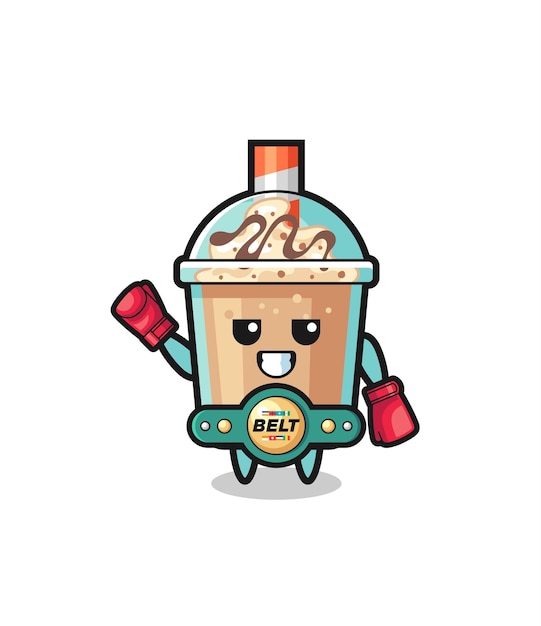 milkshake boxer mascot character
