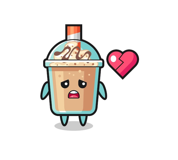 Milkshake cartoon illustration is broken heart