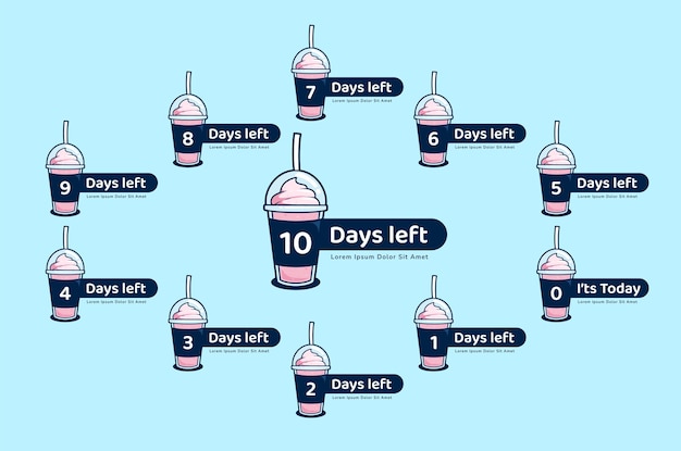 Milkshake cup 10 days left countdown infographic template