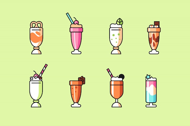 Milkshake icon set