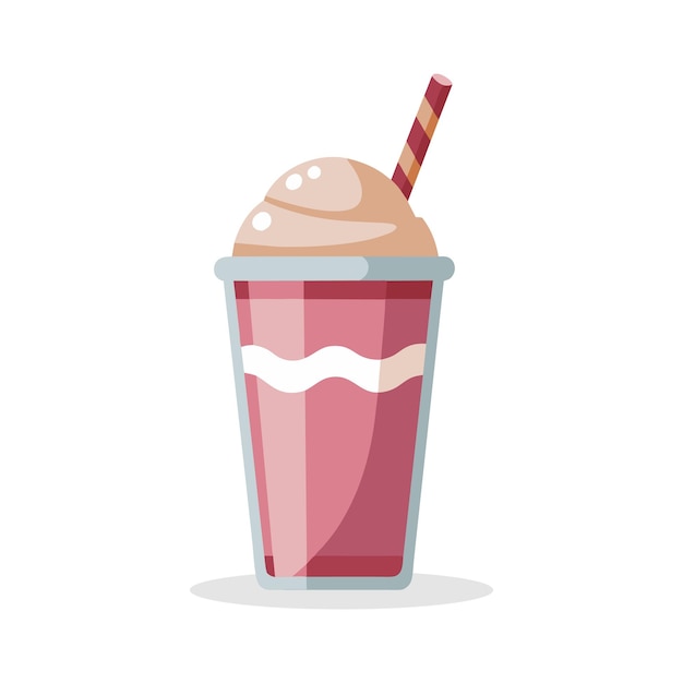 Milkshake Smoothie in cup flat vector illustration