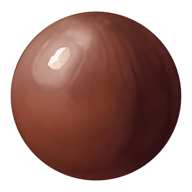 Milky Chocolate Ball Isolated Detailed Hand Drawn Painting Illustration