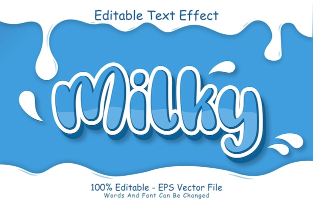 Milky Editable Text Effect 3 Dimension Emboss Cartoon Style