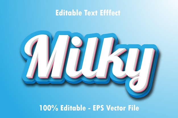 Milky Text Effect 3 D Emboss Gradient style Design