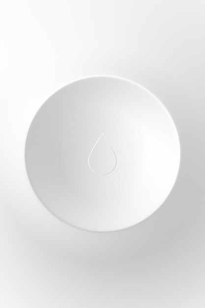 Milky white disc with simple textured water droplets on poster background