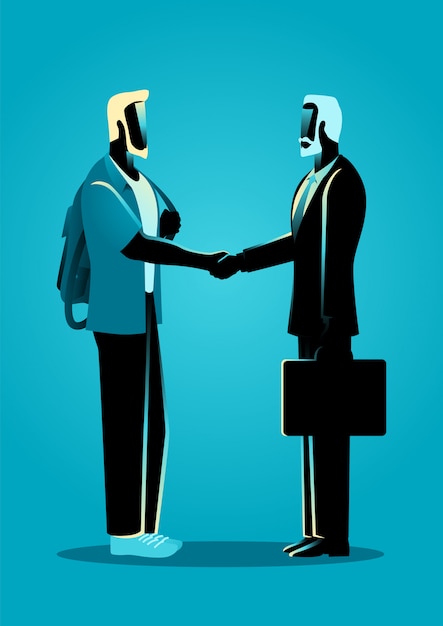 Millennial and conservative business concept, handshake