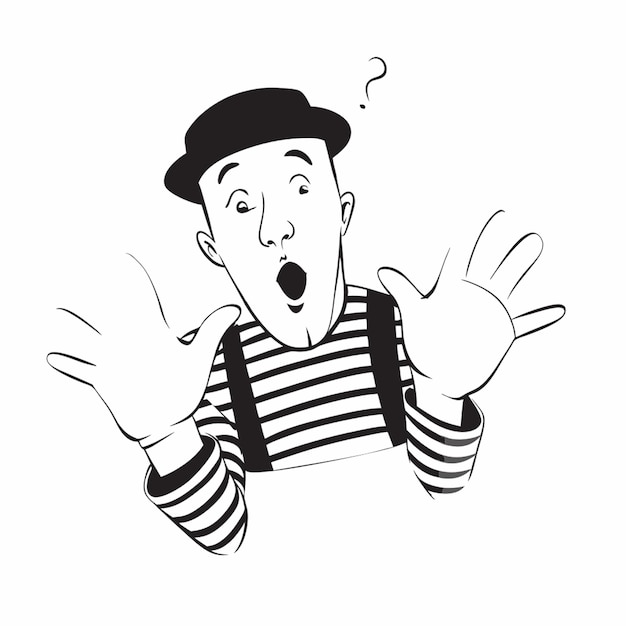 Vector mime vector illustration doodle line art