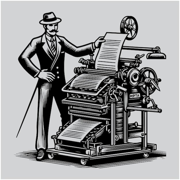 A Mimeograph Vector illustration white and black