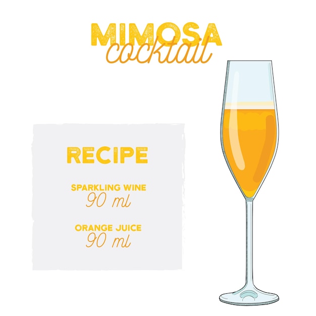 Mimosa Cocktail Drink Illustration