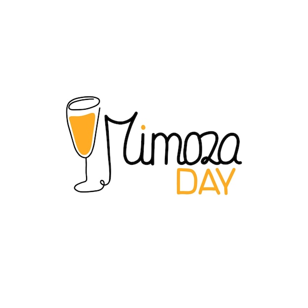 Mimosa day vector illustration. Mixed drink with orange juice.