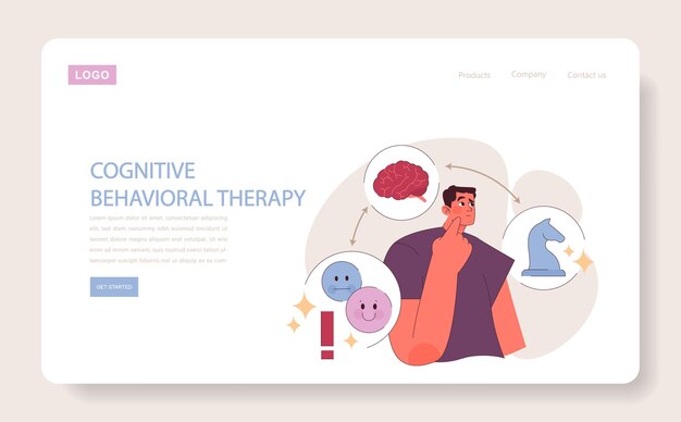 Vector mindful pathways concept an individual engages with cognitive behavioral therapy to navigate