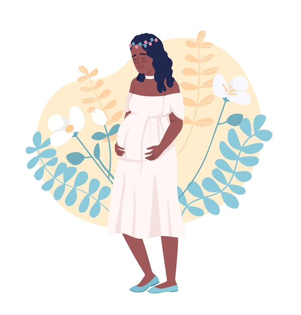 Mindful pregnant woman 2D vector isolated illustration