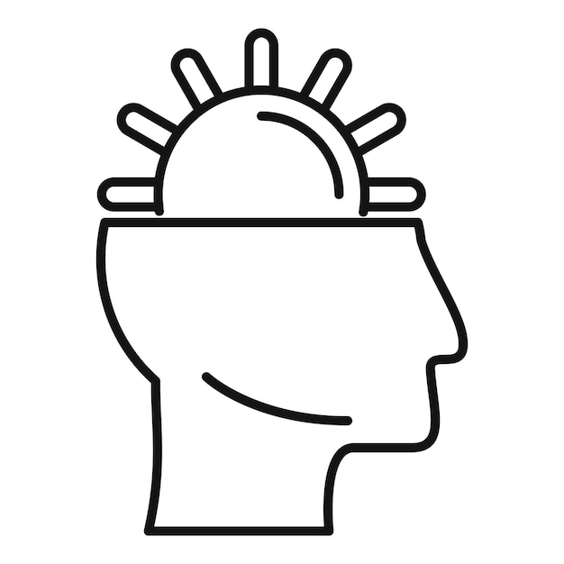 Mindfulness concept icon with sun and human head