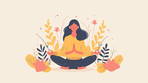 Vector mindfulness meditation techniques to ease stress and anxiety serene practice for inner peace