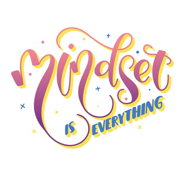 Mindset is everything colored lettering isolated on white background