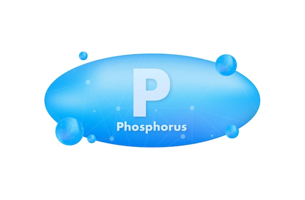 Mineral P Phosphorus blue shining pill capsule icon Vector stock illustration