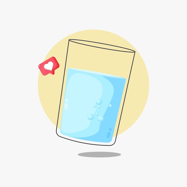 Mineral water in glass icon design