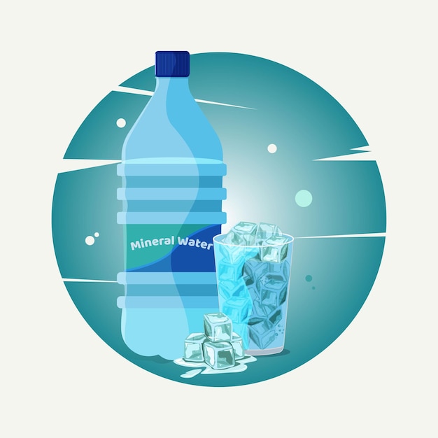 Vector mineral water and ice cubes vector illustration