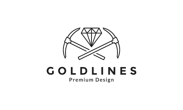 Miners with diamond lines logo design vector icon symbol illustration