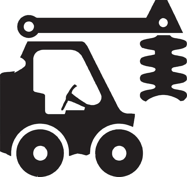 Mini excavator vector icon design template