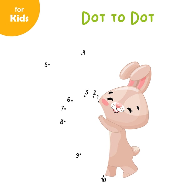 Mini game for children Cute rabbit with a tie dot to dot Activity book