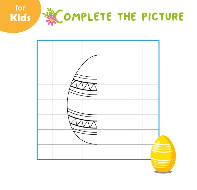 Mini game for children Draw an egg by cells Learning education puzzle