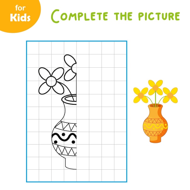 Mini games for kids Drawing Draw a vase according to the scheme learning fun