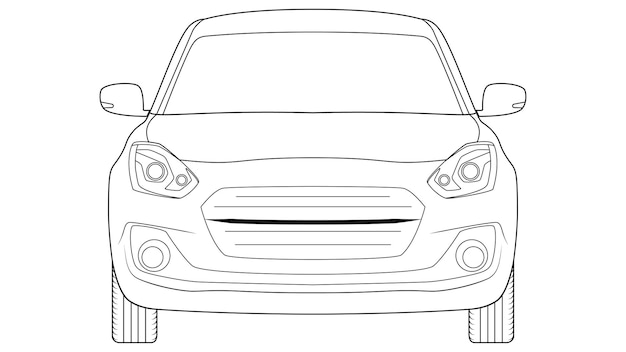 Mini hatch back car outline vector illustration