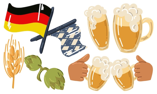 Mini set for Oktoberfest glasses of beer flags of Germany and Bavaria a glass of beer