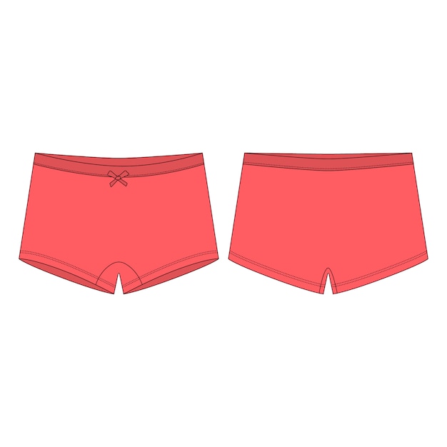 Mini-short knickers in red color  . Children's knickers.