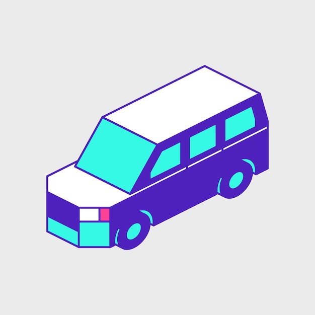 Mini van isometric vector icon illustration